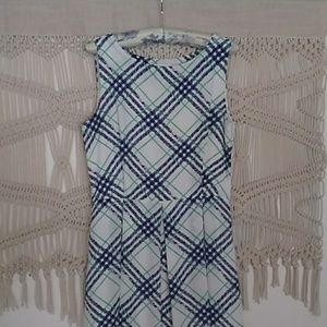 Blue and green windowpane dress